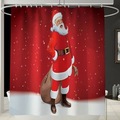 Polyester Shower Curtain Red Santa Claus 71" x 71"