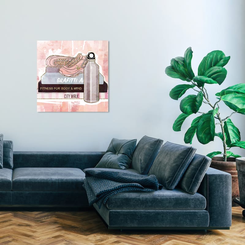 Wynwood Studio Canvas Fashion and Glam Sneakers on Books Pink and Light Pink Glam Wall Art Canvas Print - 30 x 30