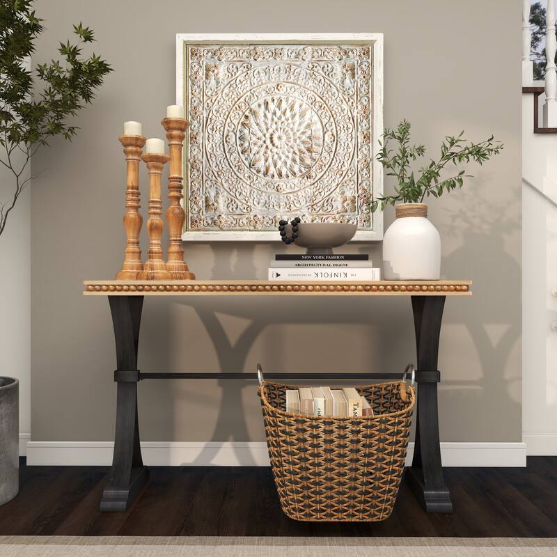 Brown Mango Wood Handmade Candle Holder with Turned Style (Set of 3)