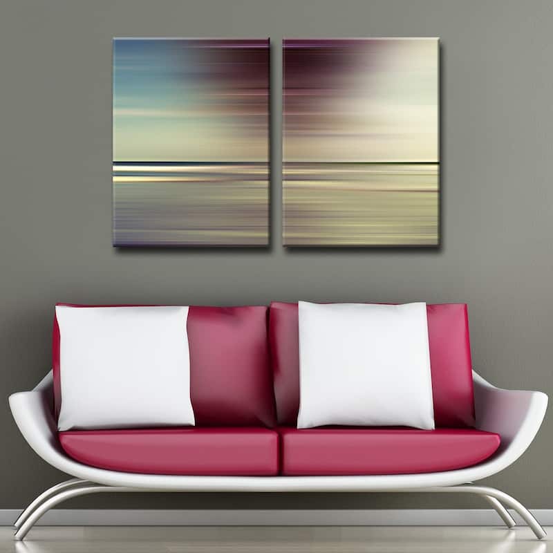 Blur Stripes XLVI' 2-Piece Wrapped Canvas Wall Art Set