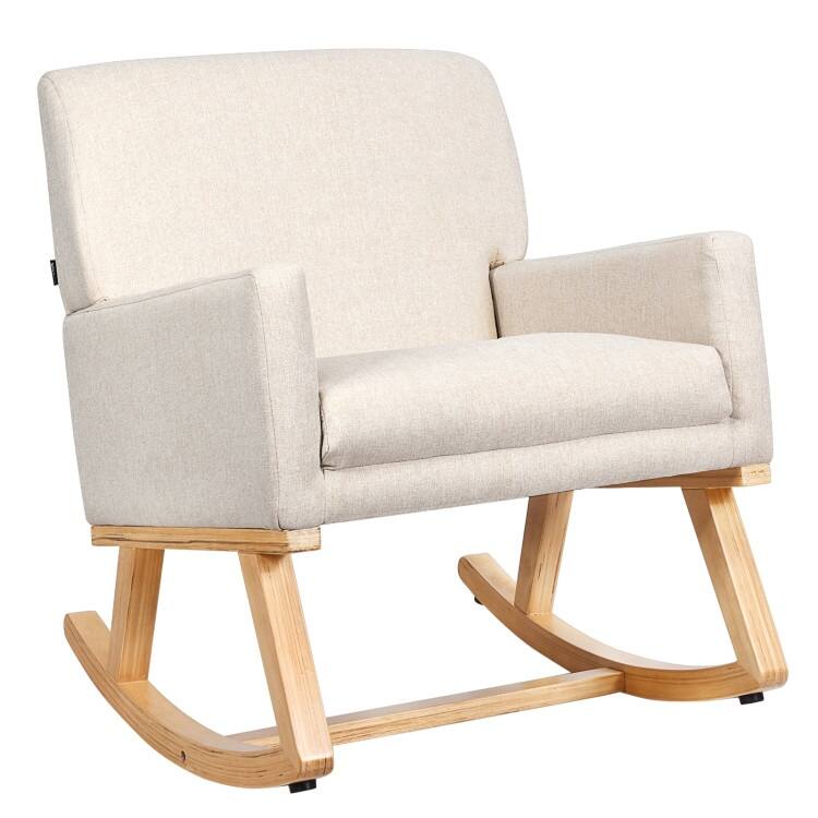 Rocking Chair Upholstered Armchair with Lumbar Support