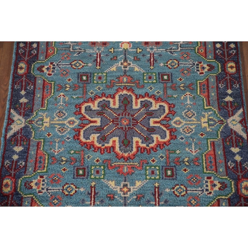 Blue Heriz Serapi Oriental Accent Rug Wool Carpet - 2'11"x 4'11"