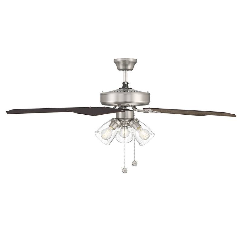 Trade Winds Levi 52" 3-Light Ceiling Fan in Brushed Nickel with Clear Bubble Glass