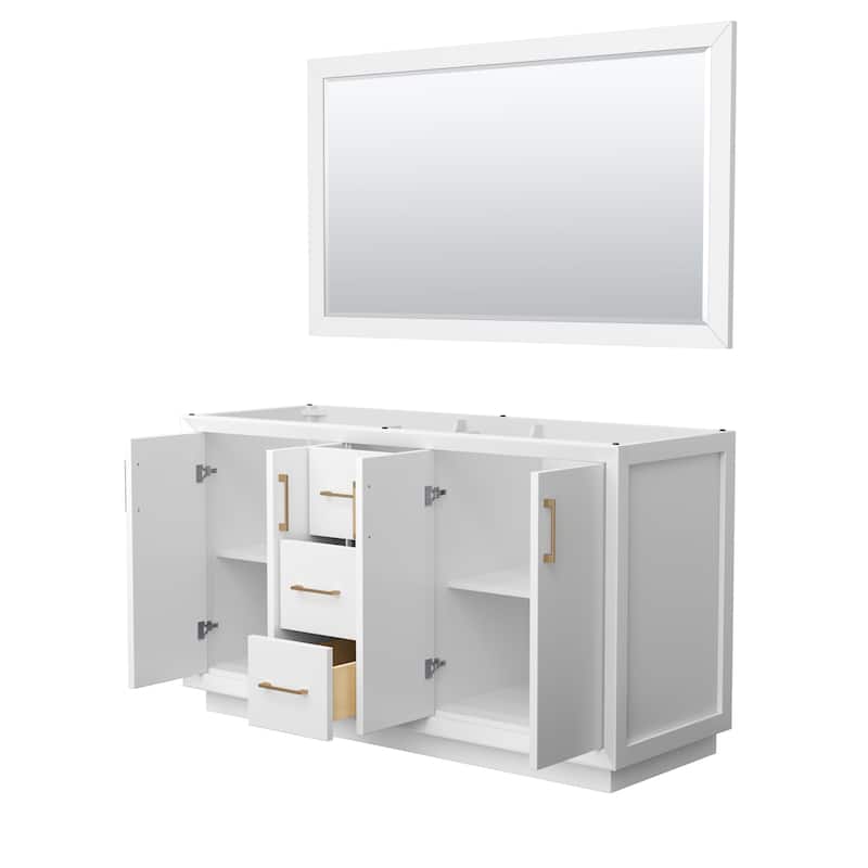 Strada 60-Inch Double Vanity Cabinet, 58-Inch Mirror