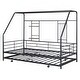 preview thumbnail 40 of 38, Metal Twin Size House Bed with Trundle and Built-in Shelf and Grid