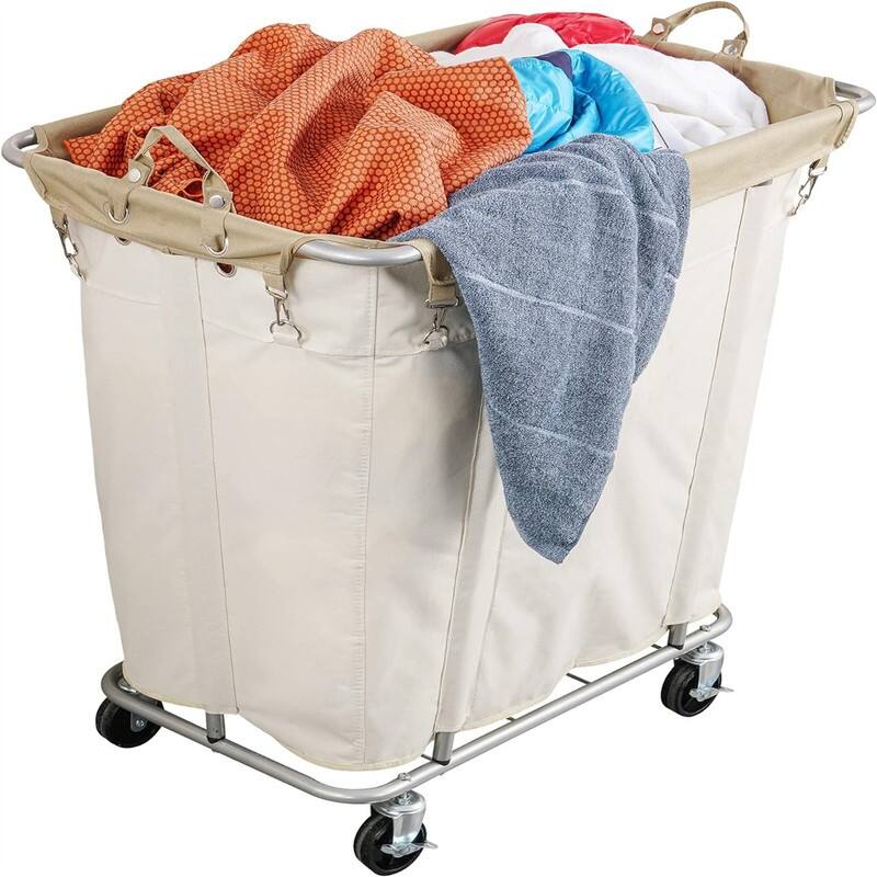 Laundry Cart with Wheels - 32.3"L x 19.7"W x 30.7"H - 32.3"L x 19.7"W x 30.7"H - Beige