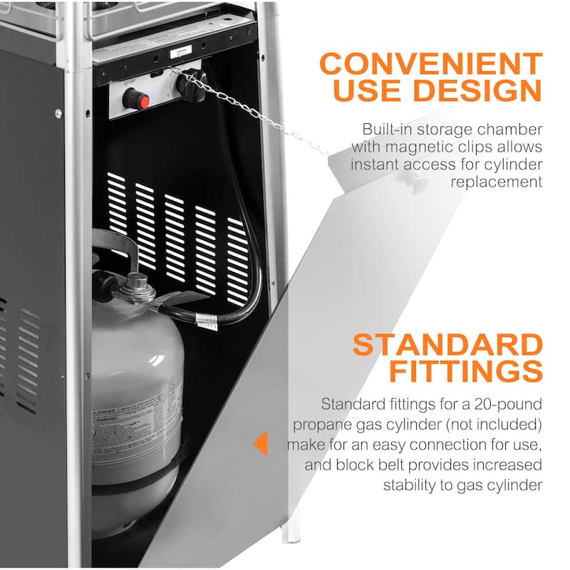 Nuu Garden Outdoor 48,000 BTU Pyramid Propane Gas Patio Heater with Wheels