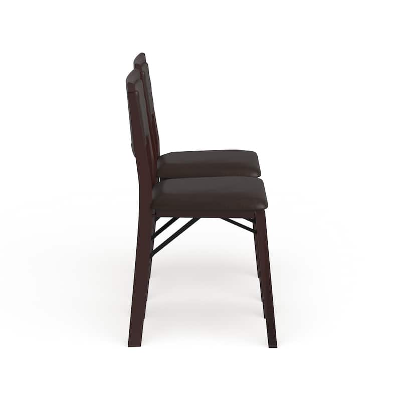 Porch & Den Aldersey Espresso Folding Chair with Dark Brown Seat (Set of 2)