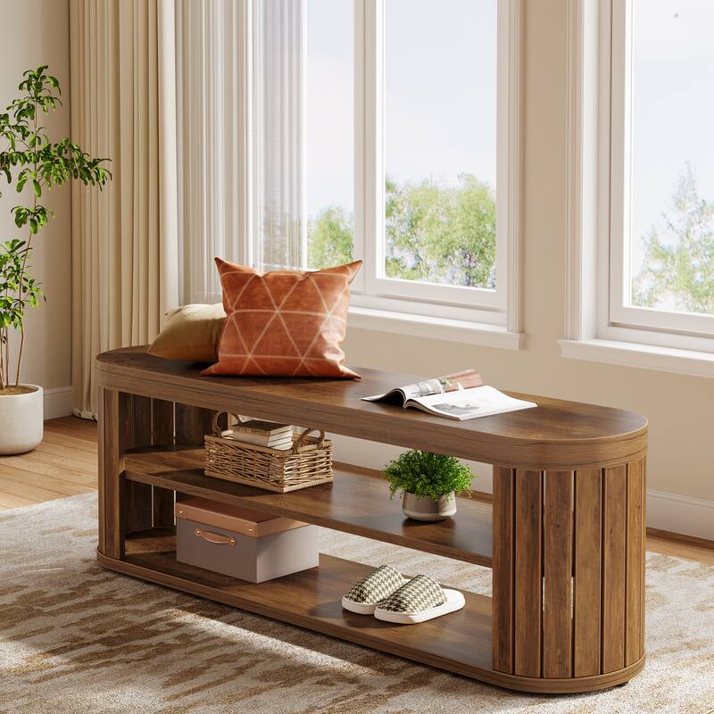 Wood Entryway Bench Shoe Storage, Dining Bench, Bedroom Hallway Living Room End of Bed Stool Accent Bench