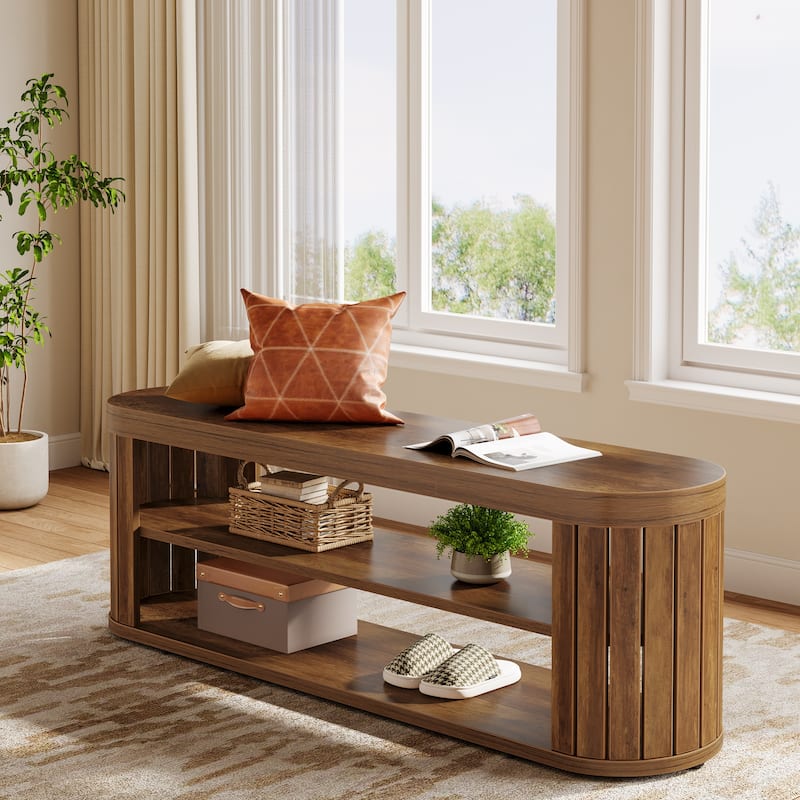 Wood Entryway Bench with Shoe Storage, Dining Bench, Bedroom Hallway Living/Dining Room End of Bed Stool