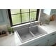 preview thumbnail 39 of 60, Karran 33" Top Mount Large/Small Bowl Quartz Kitchen Sink Kit - 33" x 22" x 9"