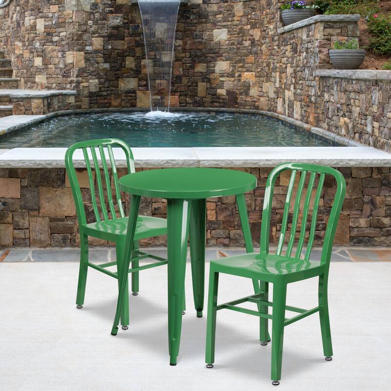 24-inch Round Indoor/ Outdoor 3-piece Metal Table and Chairs Set