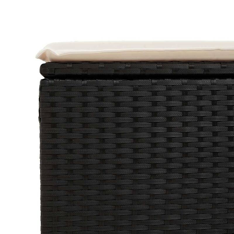 vidaXL Patio Sofa Set with Cushions Lounge Stools 2 Piece Poly Rattan Acacia - 21.7 x 21.7 x 14.6