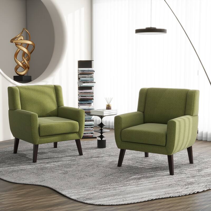 Modern Upholstered Linen Armchair Accent Chair Set of 2
