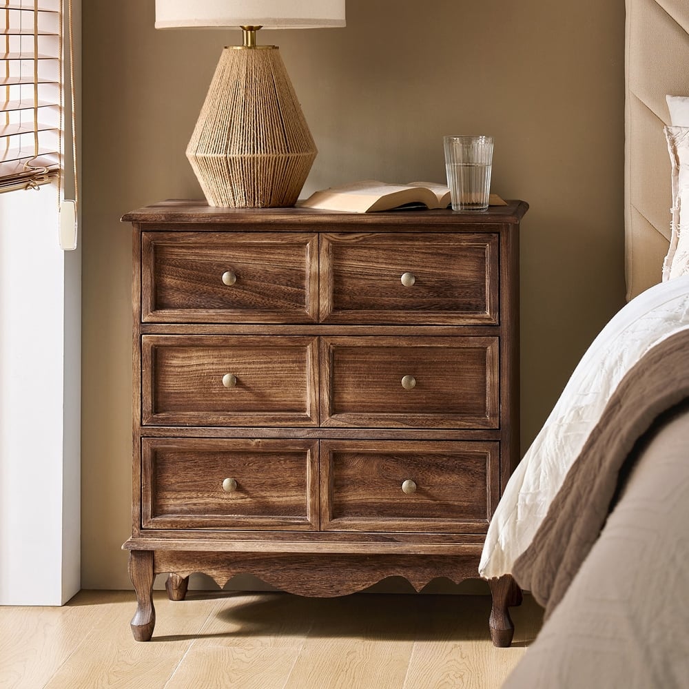 Pallantium Farmhouse 30"Tall Distressed 3-Drawer Nightstand With Solid Wood Legs and Adjustable Feet by HULALA HOME