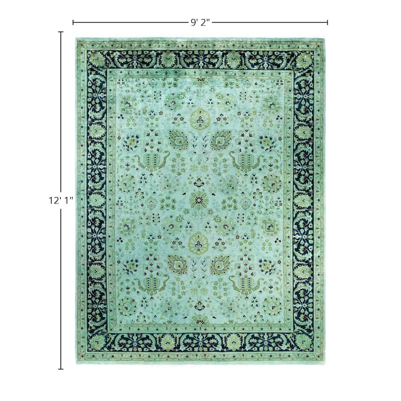 Overdyed One-of-a-Kind Hand-Knotted Area Rug - Green - 9' 2" x 12' 1"