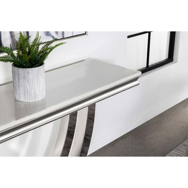 Kerwin U-base Sintered Stone Top Entryway Sofa Console Table Chrome