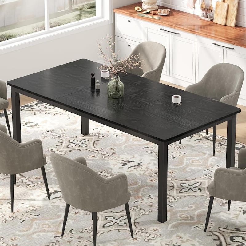 71 Inch Dining Table for Dining Room, Living Room - N/A - Black