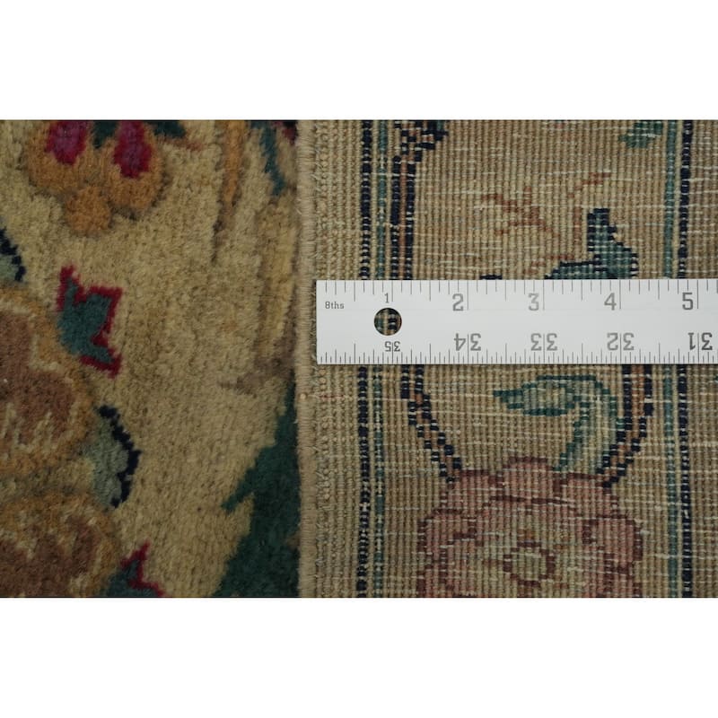 Hand Knotted Oriental 100% Wool Carpet Traditional All-Over Beige & Ivories Tabriz Area Rug - 12' 6'' X 10' 11''