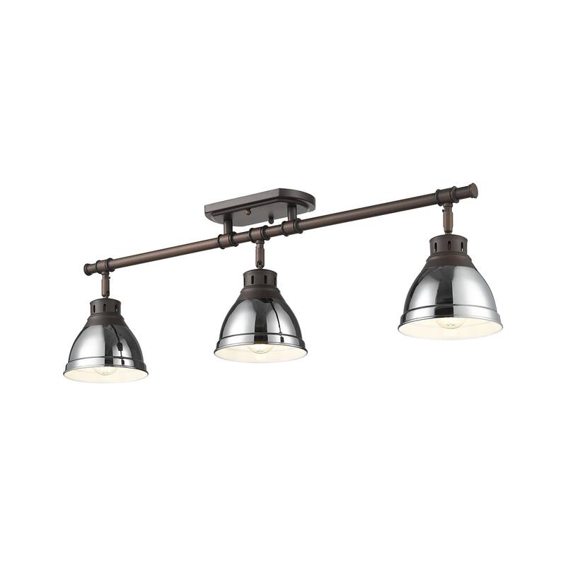 Yep by Golden Lighting Duncan 3-light Semi-Flush Mount in Rubbed Bronze and Chrome shade - Rubbed Bronze - 3-Light Semi-flush