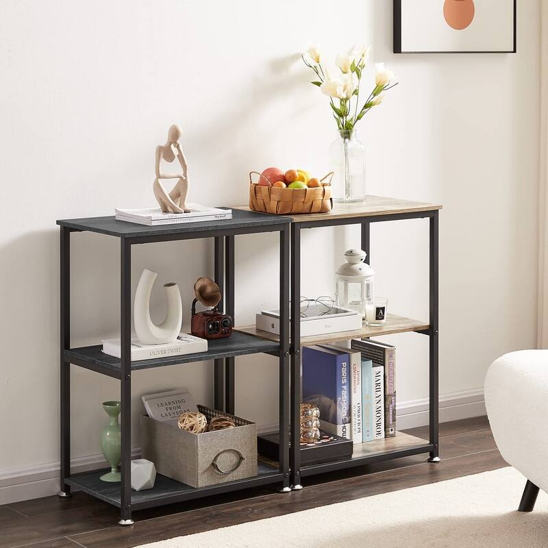 Tall End Side Table,30" Height Nightstand with 3-Tier Storage Shelf - 21.6"D x 13.8"W x 30"H