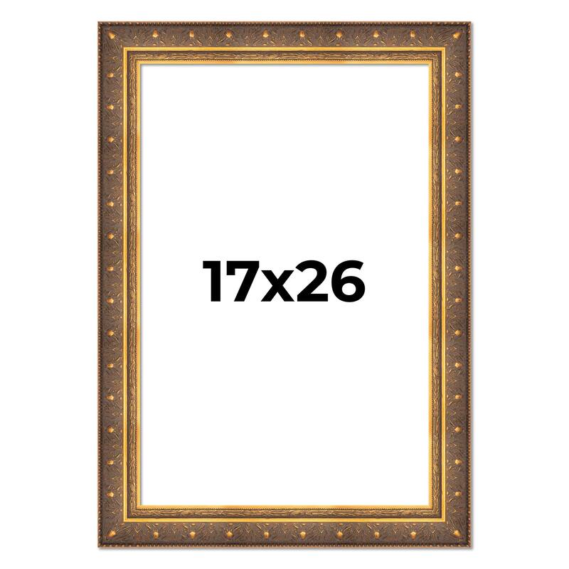 17x26 Frame Vintage Gold Solid Wood Picture Frame | 2.5 Inch Moulding
