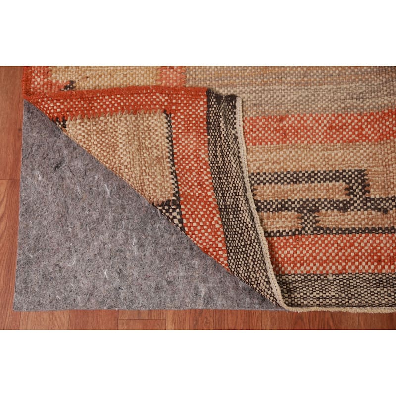 Hand Woven Oriental 100% Jute Carpet Southwestern Modern Brown Kilim Area Rug - 9' 9'' X 8' 8''