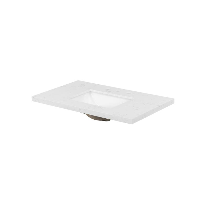 37'' Engineered Stone Vanity Top with Undermount Sink - 37.00 L x 22.00 D x 7.70 H"