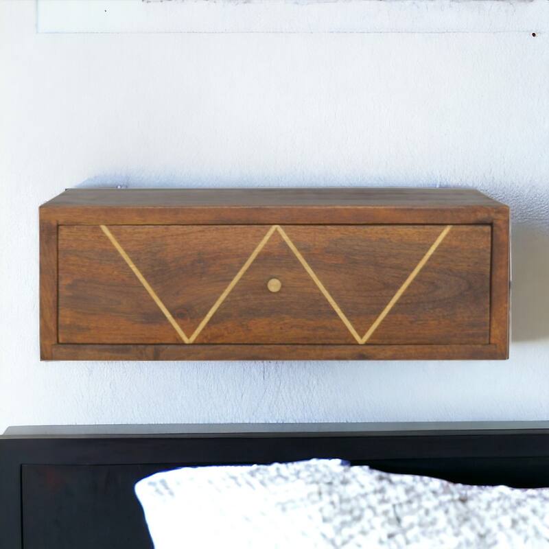 Floating Chestnut Brass Bedside