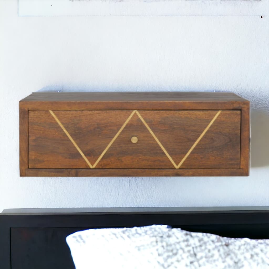 Floating Chestnut Brass Bedside