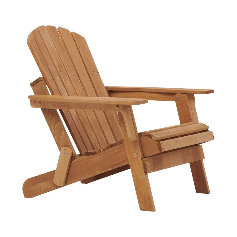 Oversize Wooden Outdoor Folding Adirondack Chair with Pre-Assembled BackRest & SeatBoard, for Garden Pool Deck Firepit