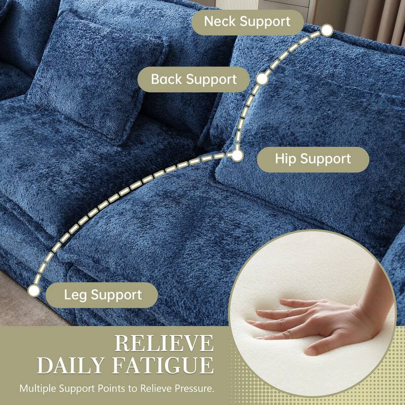 Chenille Fabric L-Shape Comfy Oversized three-seat Modular Sectional Sofa