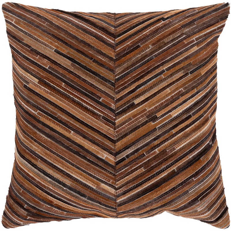 Annika Hair on Hide Leather Striped Throw Pillow - Polyester