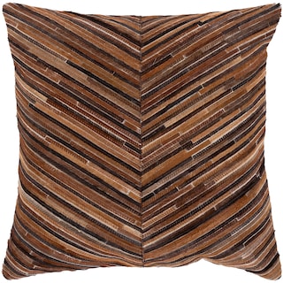 Annika Hair on Hide Leather Striped Throw Pillow