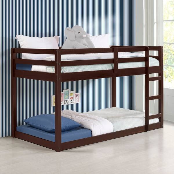 slide 2 of 6, Unique Design Twin Loft Bed with Ladder, Guardrail and Spacious Under Bed Space, Espresso Espresso