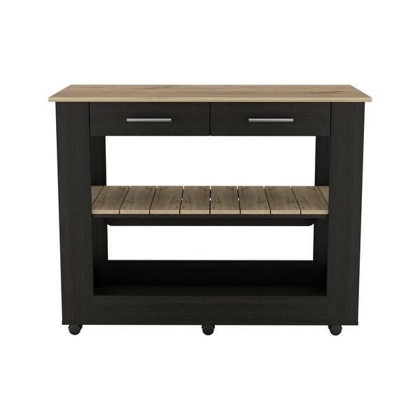 Rolling Kitchen Island on Wheels with 6 Casters and 2 Drawers Lower ...