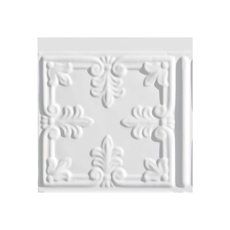 FASÄDE Traditional Style 10 Decorative Vinyl Backsplash Panel - 6x6 Inch Sample - Matte White