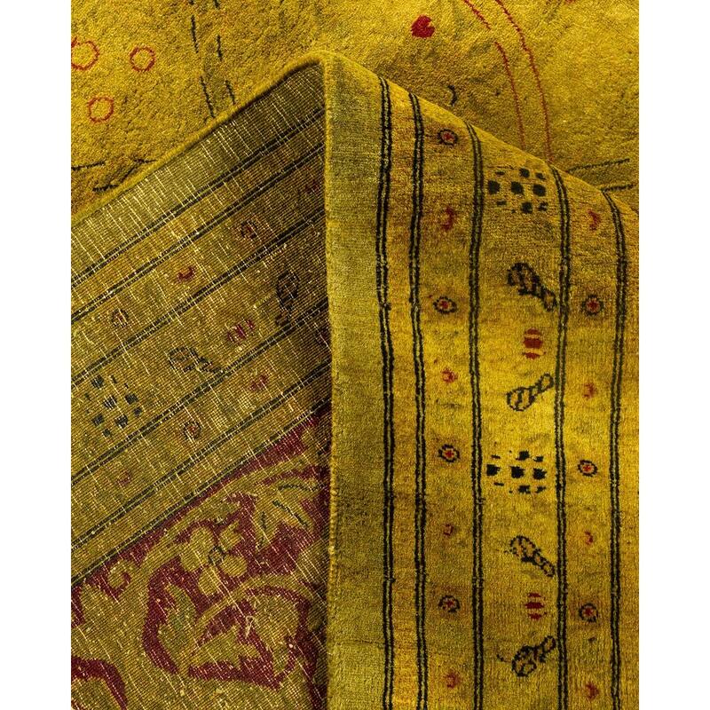 Overton Hand Knotted Wool Vintage Inspired Modern Contemporary Overdyed Green Area Rug - 9' 1" x 12' 0"