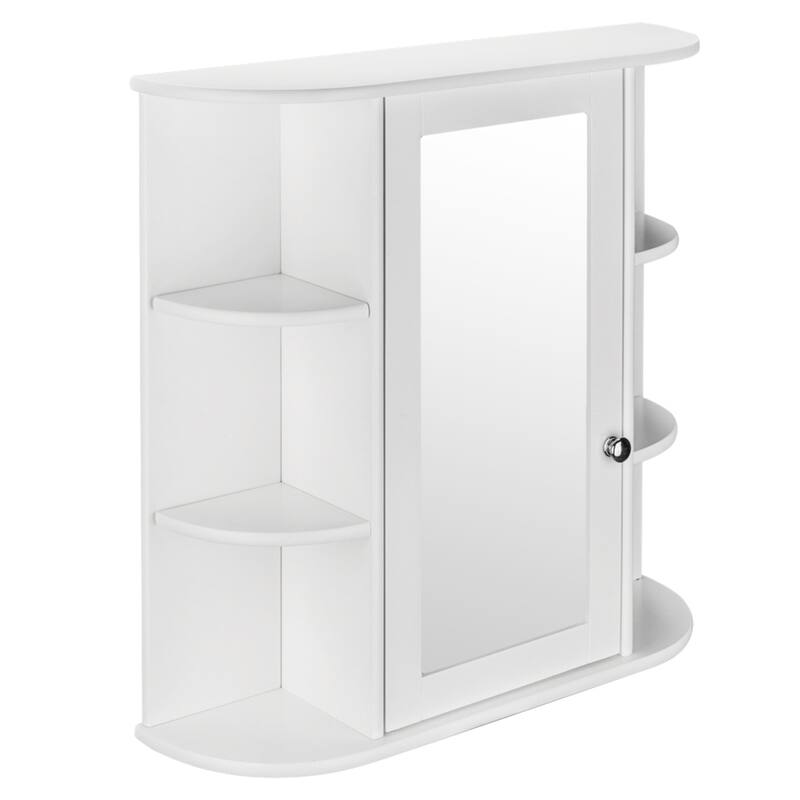 3-tier Shelf Single Door Mirror Bathroom Wall Mounted Cabinet
