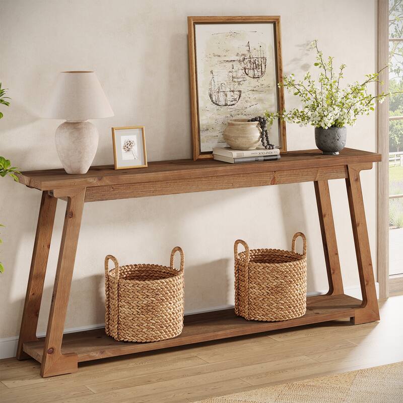 63-Inch Long Solid Wood Console Table For Living Room