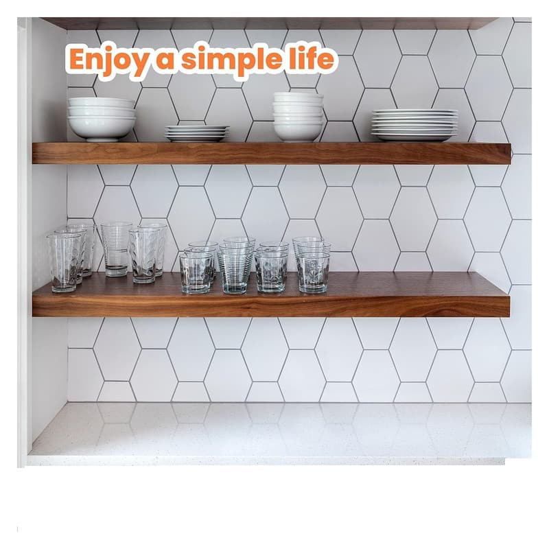 Acacia Wood Floating Shelves Wall Mounted Set of 2