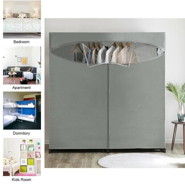 Shop Gymax Portable Wardrobe Clothes Storage Organizer Closet With
