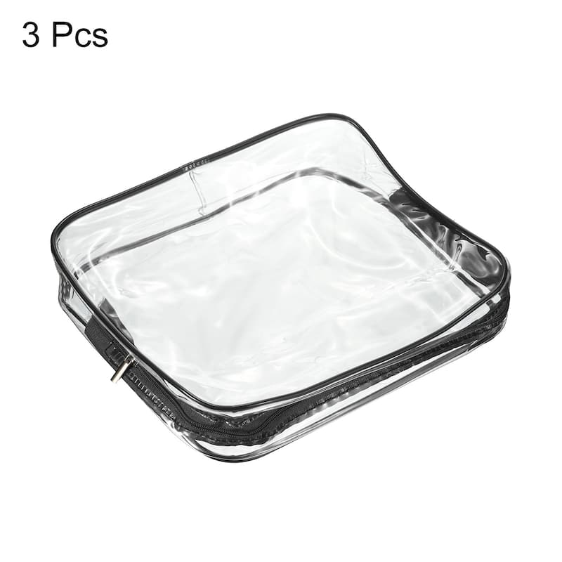 3Pcs Clear PVC Toiletry Bag Makeup Pouch with Zipper