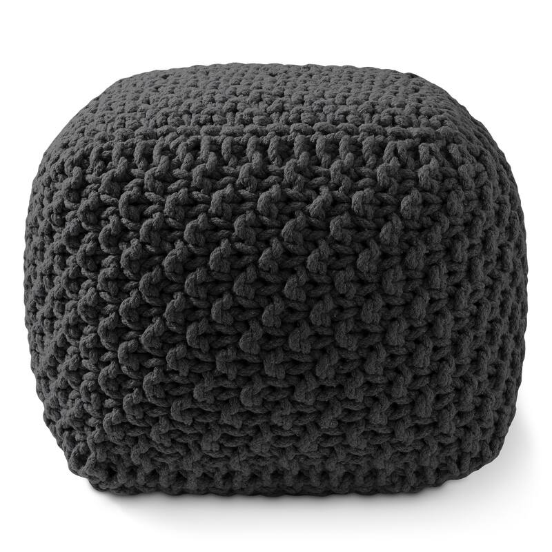 Cotton Pouf Ottomans Knit Foot Stool Pouffes for Living Room