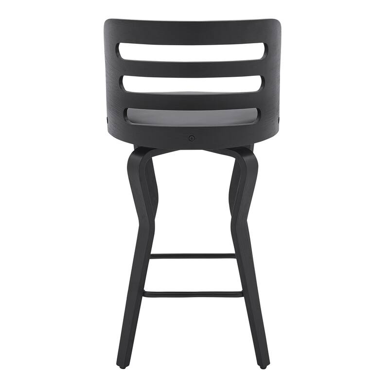 Faux Leather Swivel Bar Stool with Low Back and Footrest
