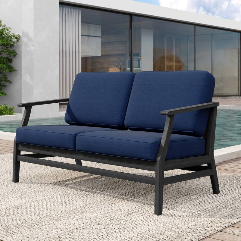 Patio Teak Wood Outdoor Loveseat Sofa with Cushions