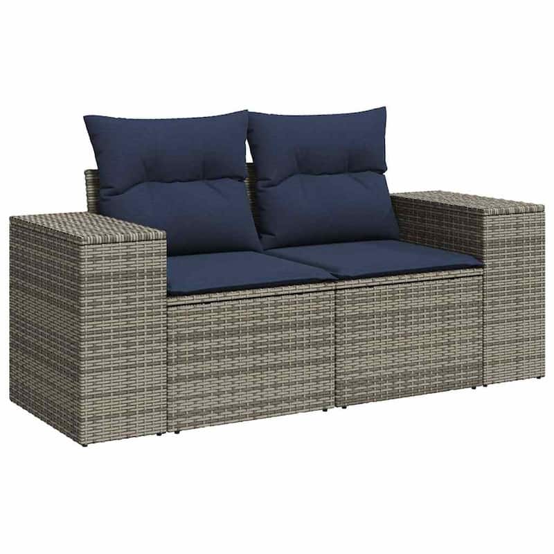 vidaXL 5/6 Piece Patio Sofa Set with Cushions Gray/Brown/Black Poly Rattan - 24.4" x 24.4" x 27.2"