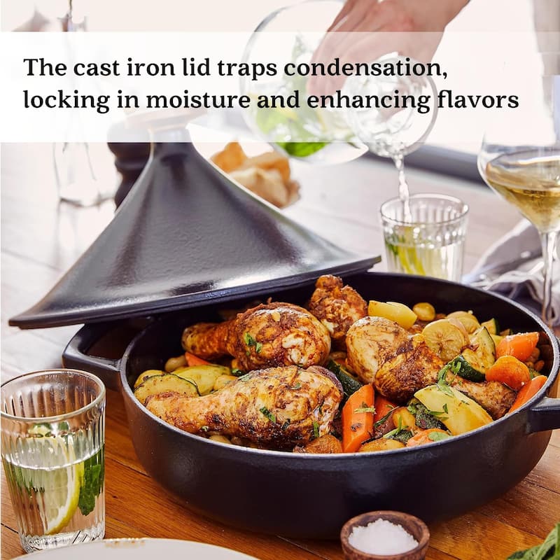 Alva Nori 3 Qt. Enameled Cast Iron Tagine Pot - 11" Black