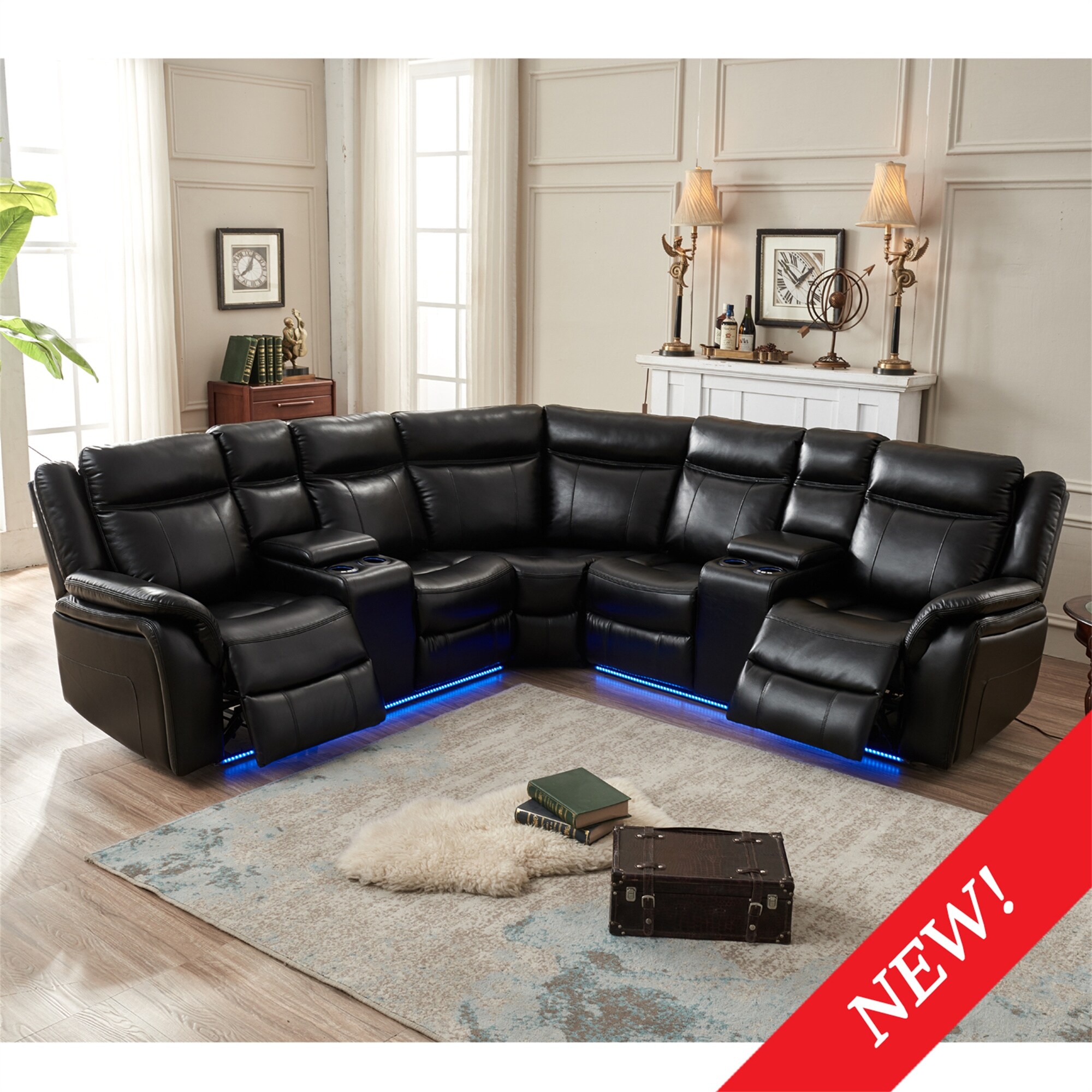 Samperstone iron cheap power reclining sectional