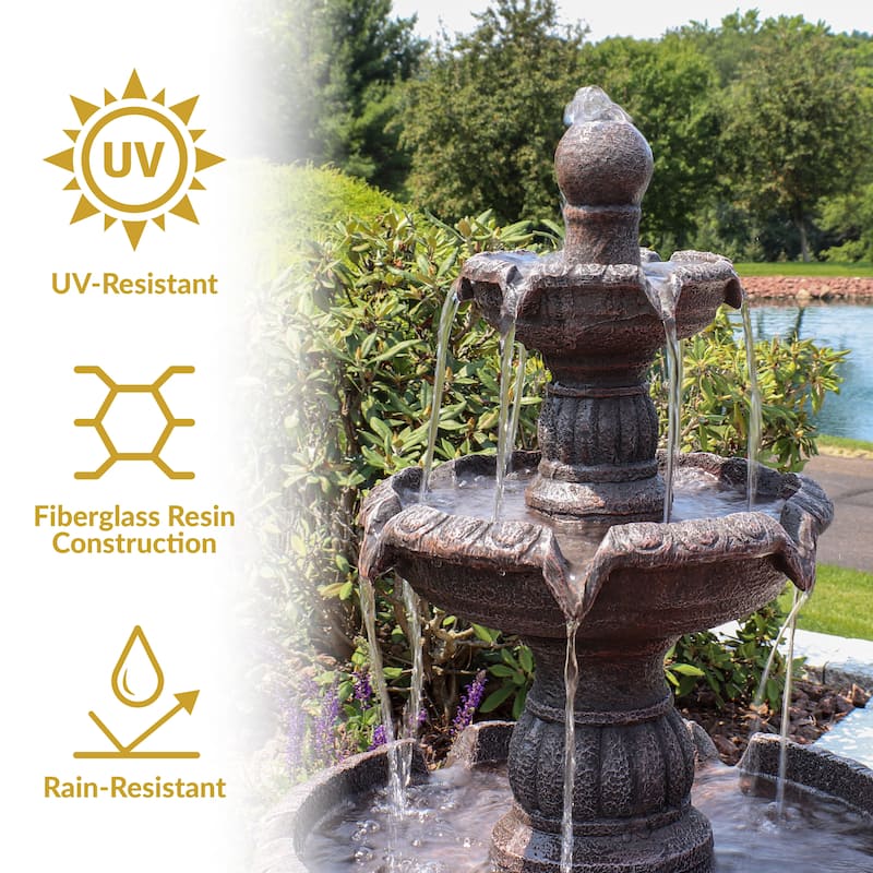 4-Tier Mediterranean Outdoor Water Fountain Backyard Feature -49" - 49"